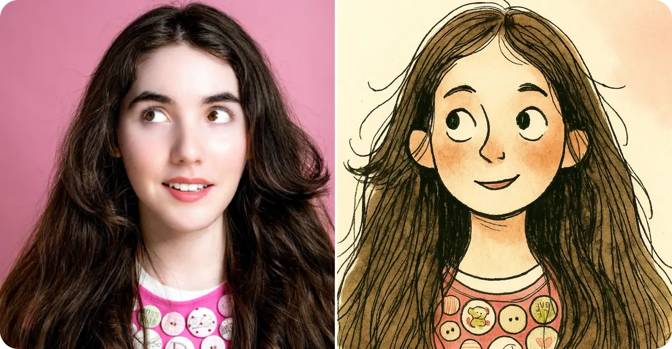 Personalized children's book illustration - transform photos into whimsical storybook art - before