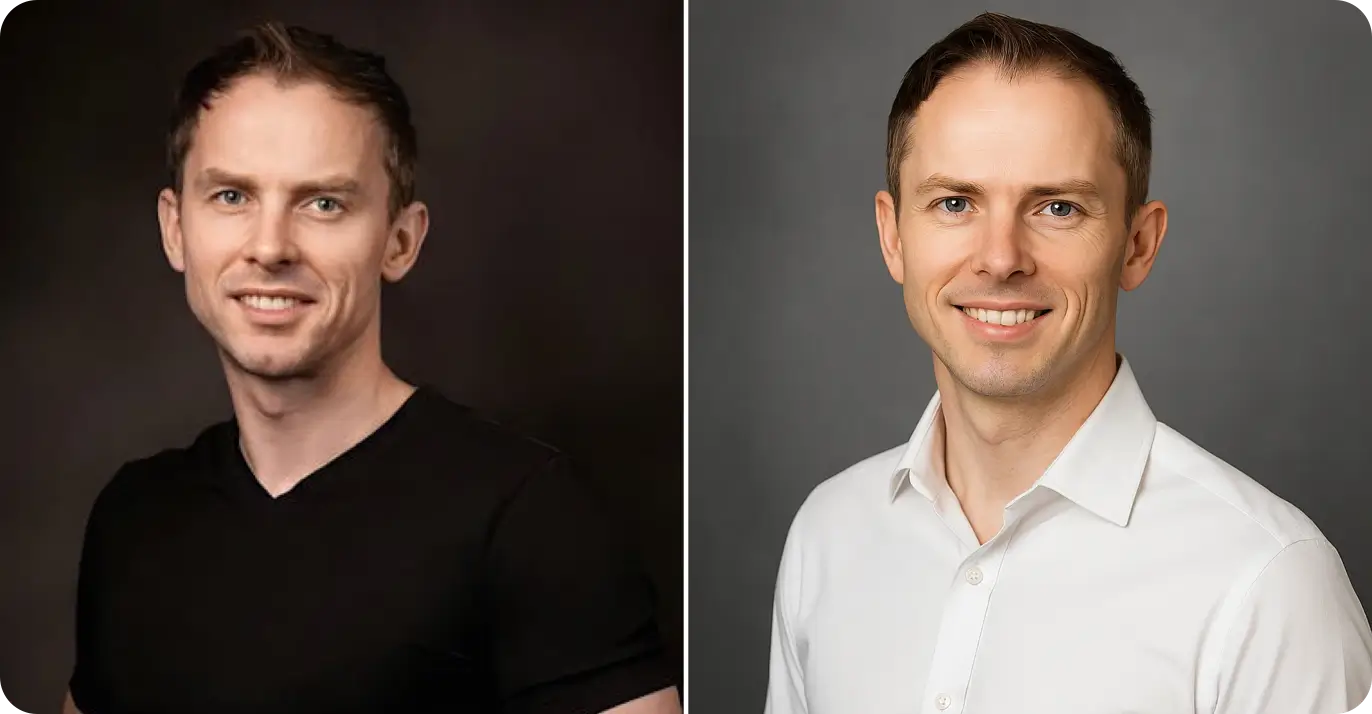 What to wear for professional headshots - AI white shirt professional headshot transformation - before